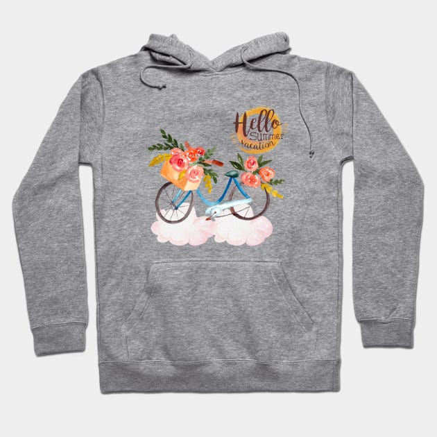 watercolor flower bicycle Hoodie by Mission Bear